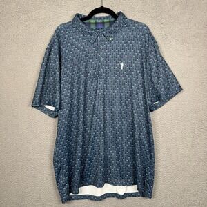 William Murray‎ Polo Shirt Mens XL Blue Golf Performance Beer Print Athleisure